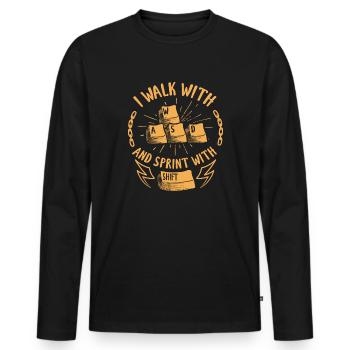Cadeau d'anniversaire de jeux de jeu WASD - T-shirt manches longues Premium bio Homme - noir - Devant - Nico (187cm)