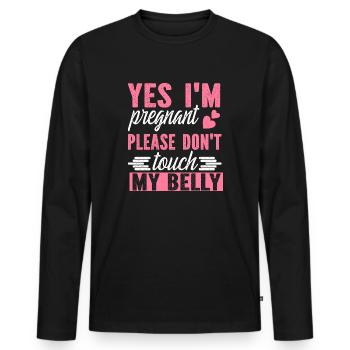 yes i m pregnant please don t touch my belly - T-shirt manches longues Premium bio Homme - noir - Devant - Nico (187cm)