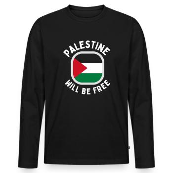 La Palestine gagnera la liberté BLM Paix Gaza Sous - T-shirt manches longues Premium bio Homme - noir - Devant - Nico (187cm)