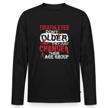 Triahtlon Geburtstagsgeschenk für Triathleten - Männer Premium Bio Langarmshirt - Schwarz - Vorne - Nico (187cm)