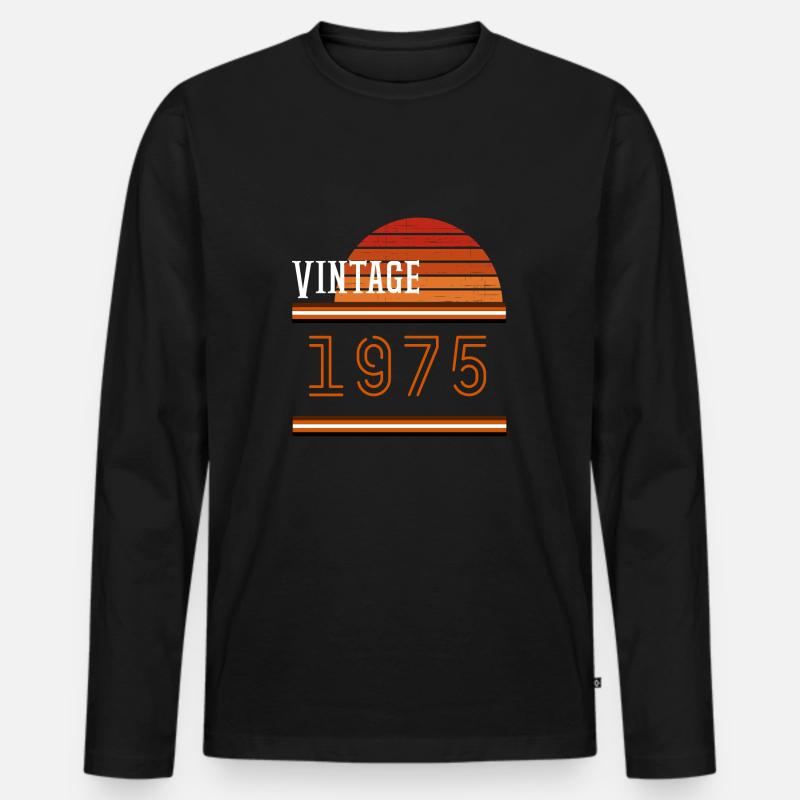 1975 - Männer Premium Bio Langarmshirt - Schwarz