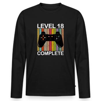 Level 18 Complete - 18. Geburtstag Gamer - Männer Premium Bio Langarmshirt - Schwarz - Vorne - Nico (187cm)