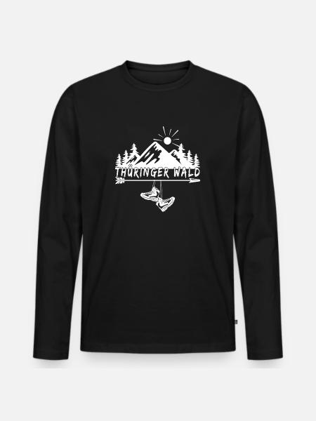 Thüringer Wald - Männer Premium Bio Langarmshirt - Schwarz