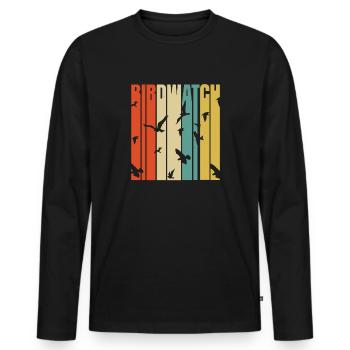 Vogelbeobachtung Retro Vogelbeobachter Singvogel - Männer Premium Bio Langarmshirt - Schwarz - Vorne - Nico (187cm)