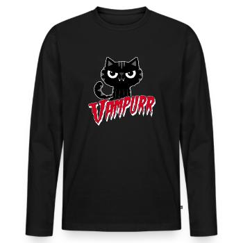 Vampire Halloween Black Cat Vampire Costume - Men's Premium Organic Long Sleeve Shirt - black - Front - Nico (187cm)