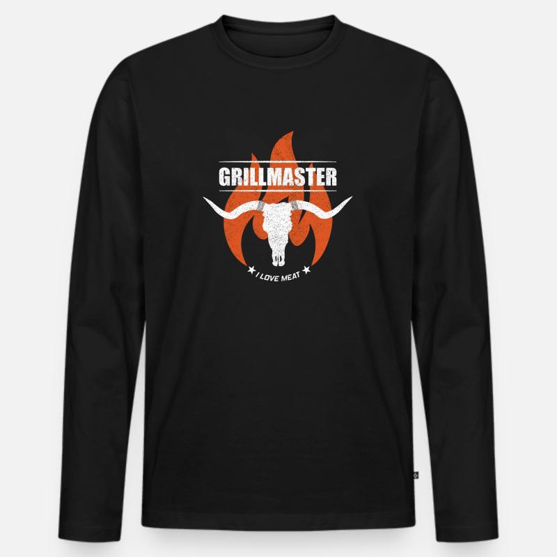 Grillmaster - Männer Premium Bio Langarmshirt - Schwarz