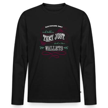 electricity present electrical engineering sayings - Männer Premium Bio Langarmshirt - Schwarz - Vorne - Nico (187cm)