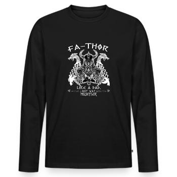 Vathor pour hommes - Fête des pères Cadeau de la fête des pères Viking - T-shirt manches longues Premium bio Homme - noir - Devant - Nico (187cm)