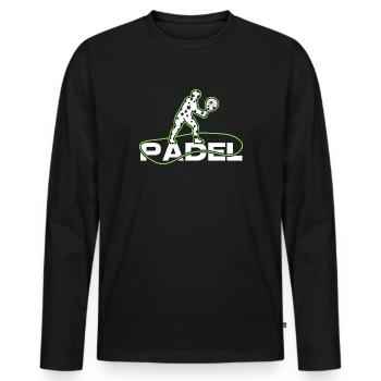 Padel Padel Tennis Padel Joueur de Tennis Padel Star - T-shirt manches longues Premium bio Homme - noir - Devant - Nico (187cm)
