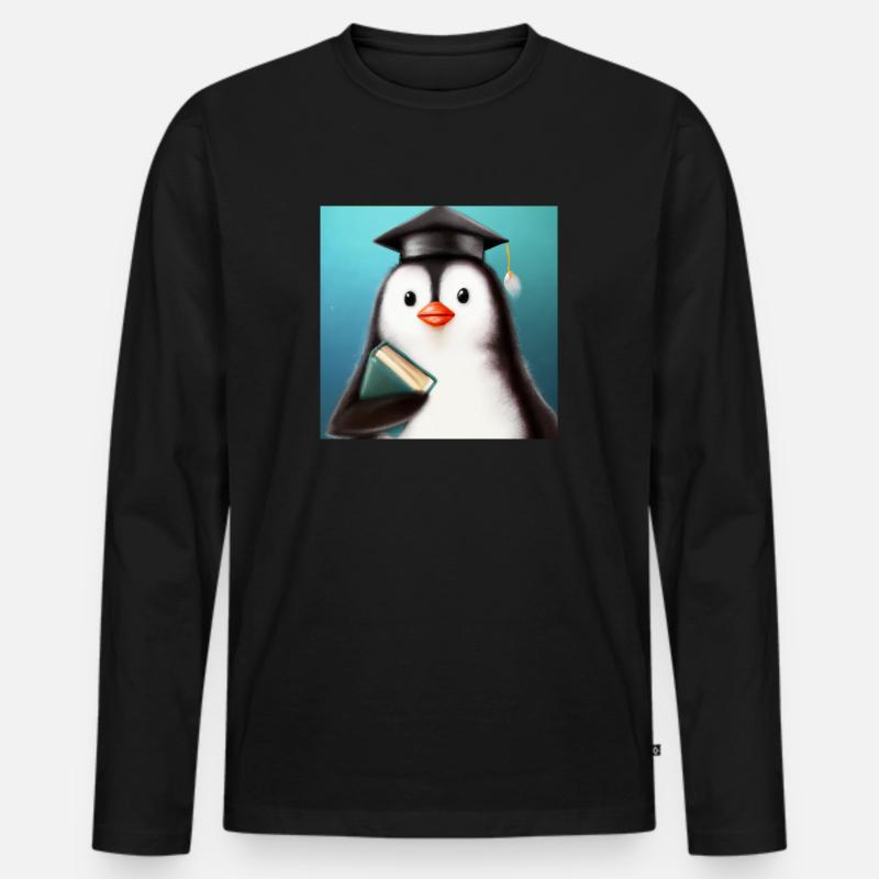 Pinguin Absolvent - Männer Premium Bio Langarmshirt - Schwarz