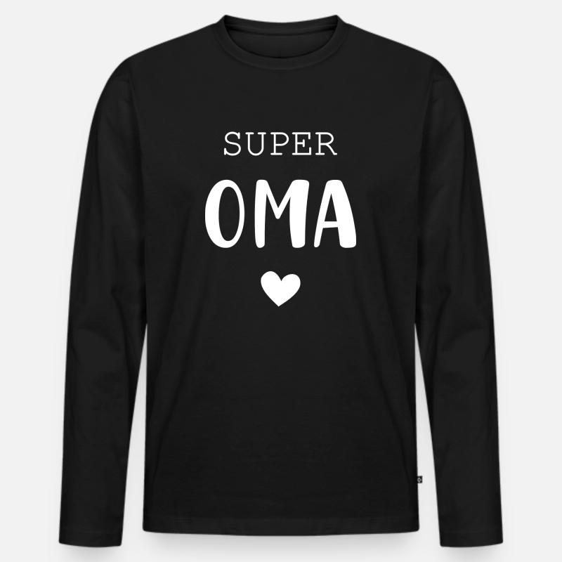 Super Oma mit Herz - Männer Premium Bio Langarmshirt - Schwarz