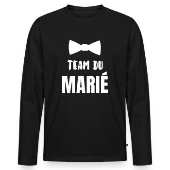 Team du marié - T-shirt manches longues Premium bio Homme - noir - Devant - Nico (187cm)