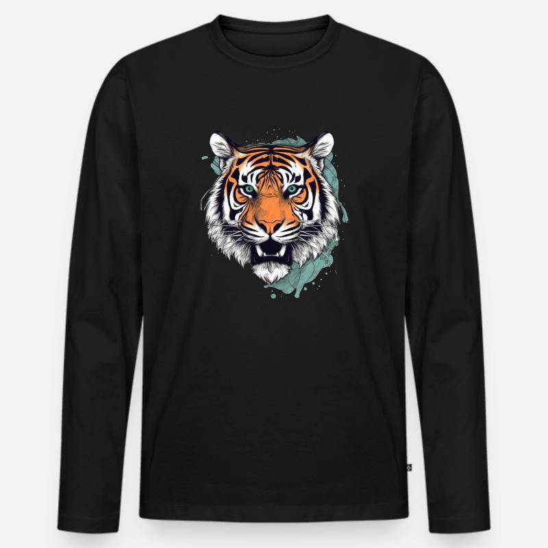 Tiger - Männer Premium Bio Langarmshirt - Schwarz