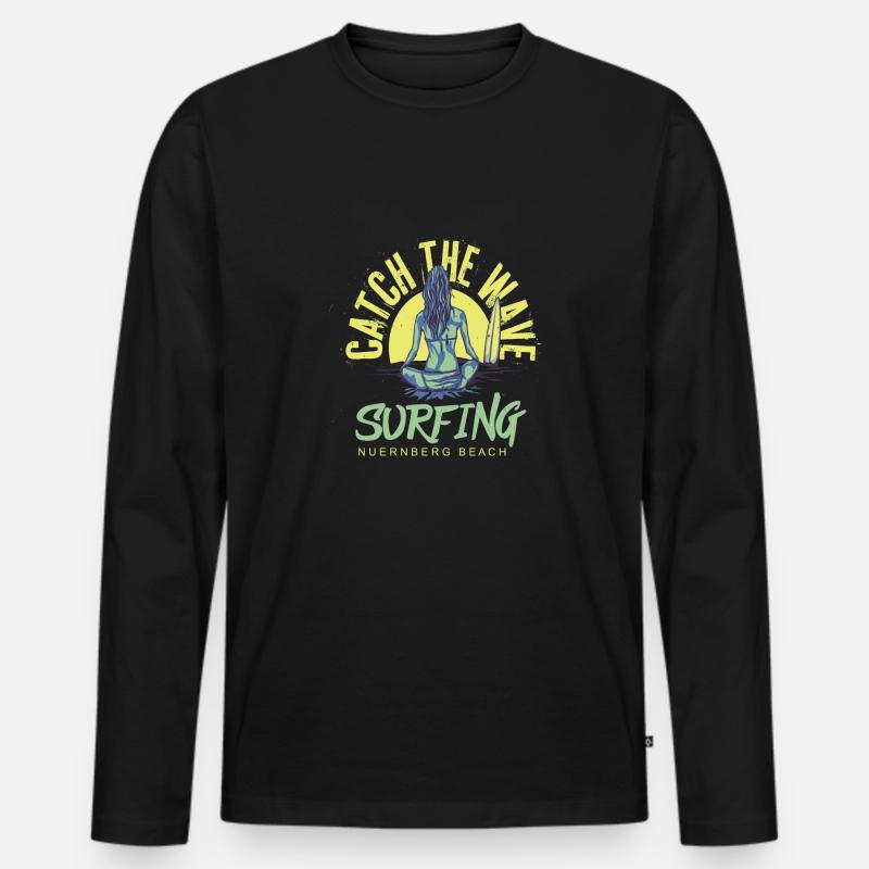 Surfing Nuernberg - Männer Premium Bio Langarmshirt - Schwarz