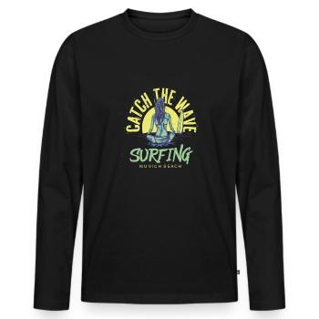 Surfing Munich - Männer Premium Bio Langarmshirt - Schwarz - Vorne - Nico (187cm)