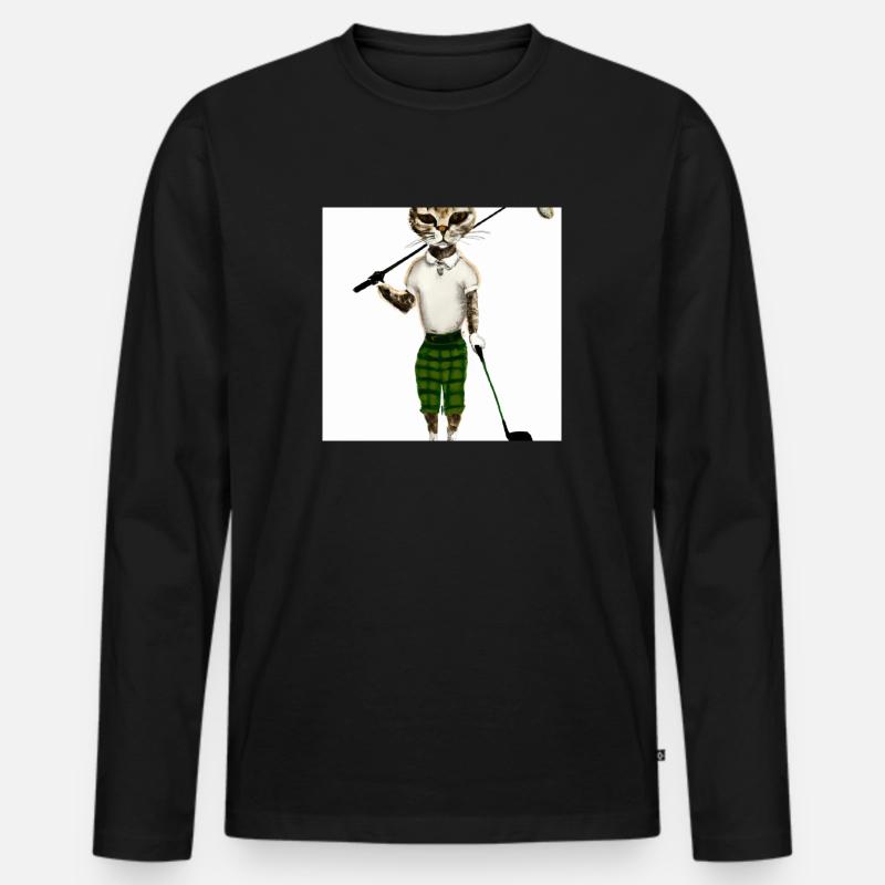 Golfkatze als Model - Männer Premium Bio Langarmshirt - Schwarz