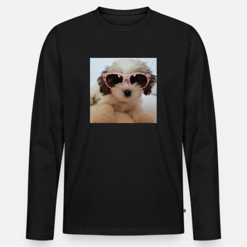 Cool Dog - Männer Premium Bio Langarmshirt - Schwarz