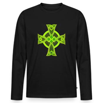 Croix celte - T-shirt manches longues Premium bio Homme - noir - Devant - Nico (187cm)