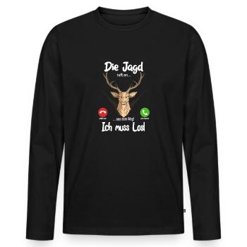 Die Jagd ruft an... aus dem Weg, ich muss los! - Männer Premium Bio Langarmshirt - Schwarz - Vorne - Nico (187cm)