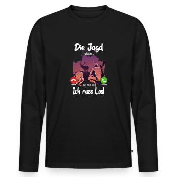 Die Jagd ruft an... aus dem Weg, ich muss los! - Männer Premium Bio Langarmshirt - Schwarz - Vorne - Nico (187cm)