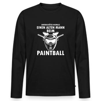 Paintball Airsoft - Männer Premium Bio Langarmshirt - Schwarz - Vorne - Nico (187cm)