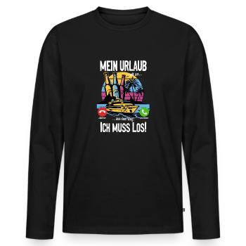 Mein Urlaub ruft an... aus dem Weg, ich muss los! - Männer Premium Bio Langarmshirt - Schwarz - Vorne - Nico (187cm)