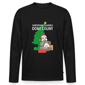 Christmas calories dont count, panda, weihnachten - Männer Premium Bio Langarmshirt - Schwarz - Vorne - Nico (187cm)