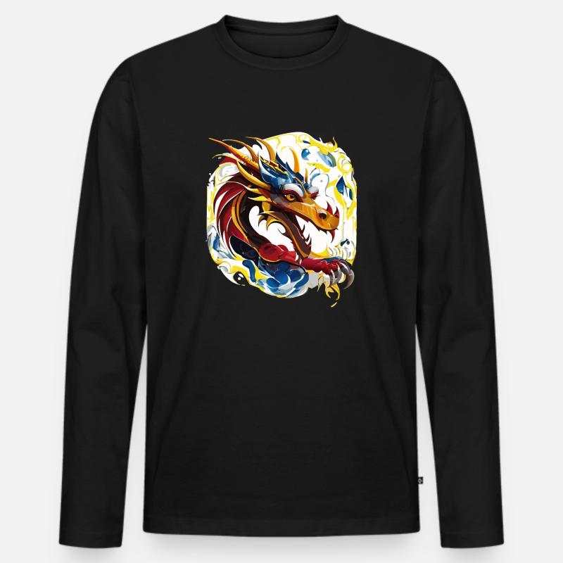 Freundlicher Drache (Artwork Collection) - Männer Premium Bio Langarmshirt - Schwarz