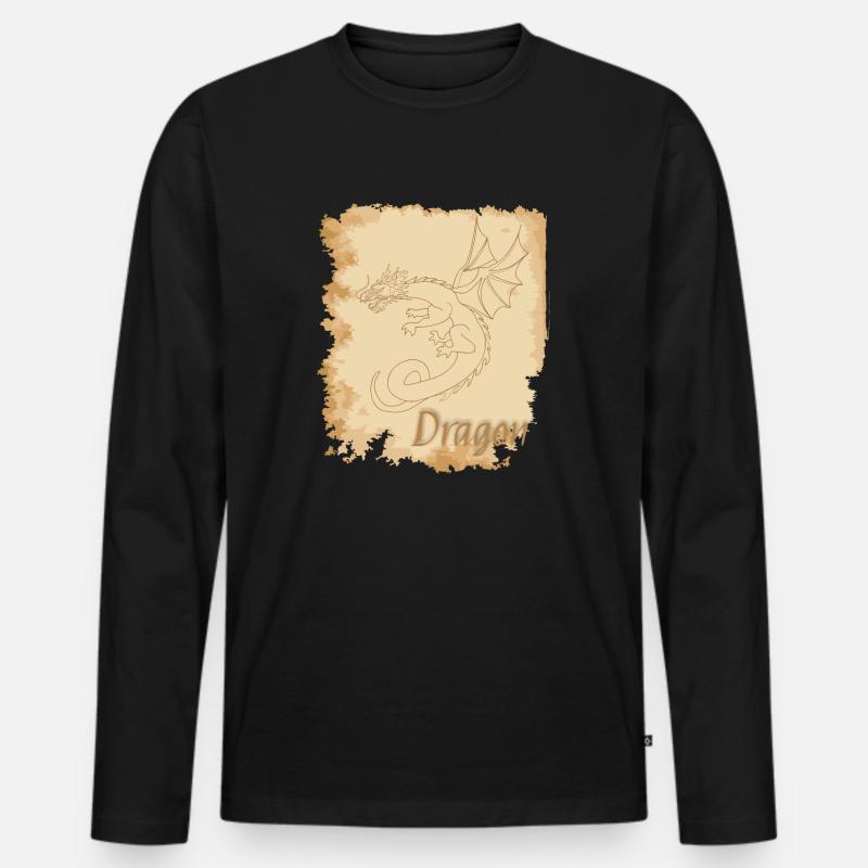 Uralter Drache - Männer Premium Bio Langarmshirt - Schwarz