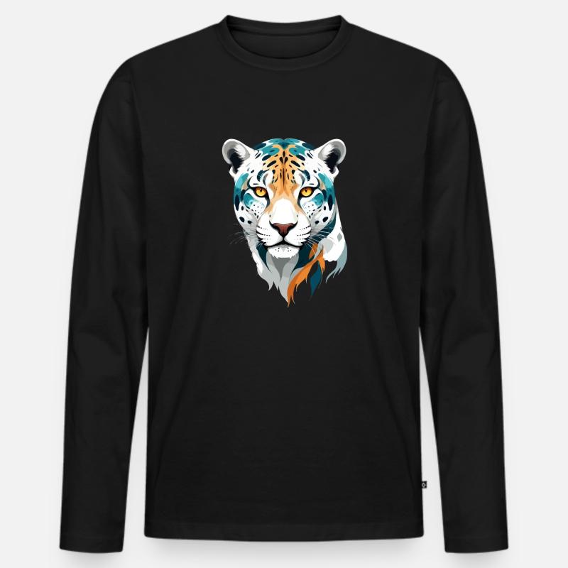 Leopard Vektor Kunst Lebendige Farben Illustration - Männer Premium Bio Langarmshirt - Schwarz