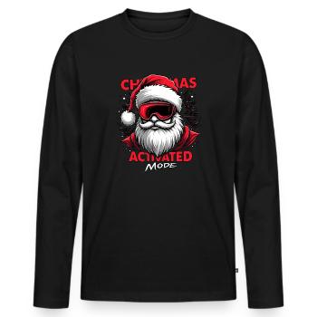 Weihnachtsmann mit Skibrille - Christmas Mode - Männer Premium Bio Langarmshirt - Schwarz - Vorne - Nico (187cm)