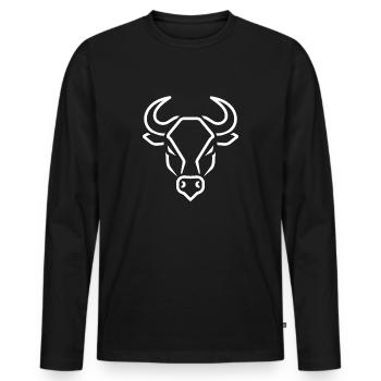Stier - Männer Premium Bio Langarmshirt - Schwarz - Vorne - Nico (187cm)