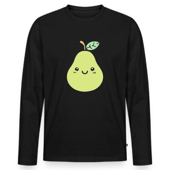 Birne - Männer Premium Bio Langarmshirt - Schwarz - Vorne - Nico (187cm)