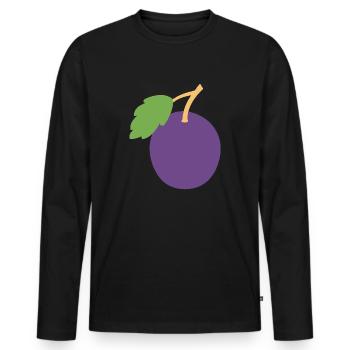 Pflaume - Männer Premium Bio Langarmshirt - Schwarz - Vorne - Nico (187cm)