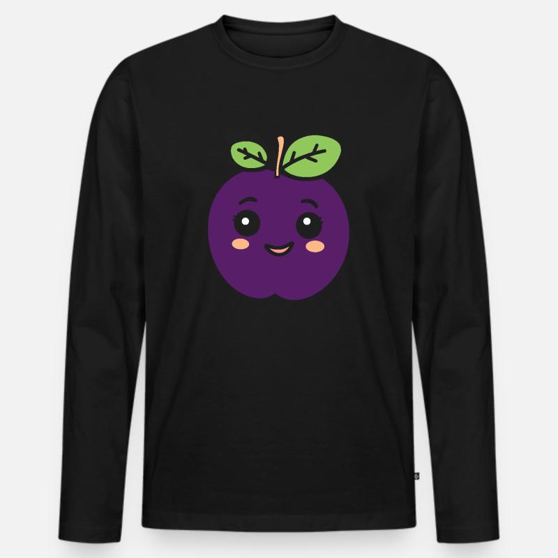 Pflaume - Männer Premium Bio Langarmshirt - Schwarz