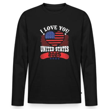 I LOVE YOU UNITED STATES - T-shirt manches longues Premium bio Homme - noir - Devant - Nico (187cm)