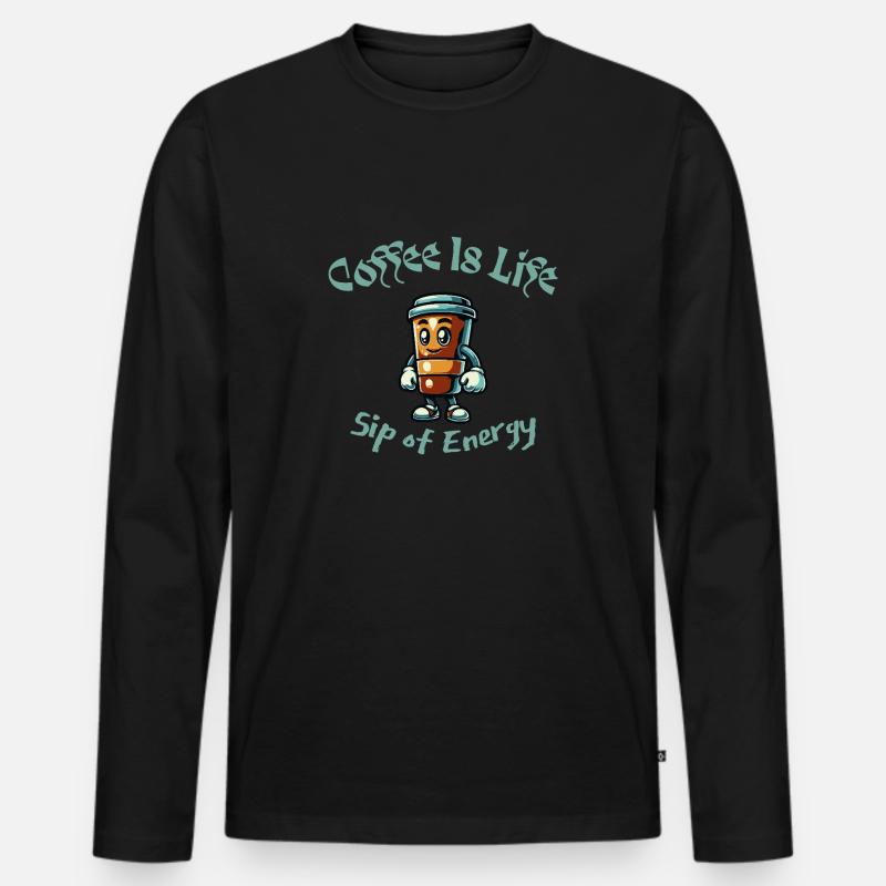 Coffee is life - Männer Premium Bio Langarmshirt - Schwarz