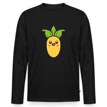corn on the cob - Men's Premium Organic Long Sleeve Shirt - black - Front - Nico (187cm)