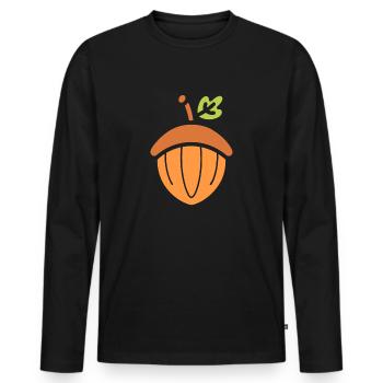 Eiche - Männer Premium Bio Langarmshirt - Schwarz - Vorne - Nico (187cm)
