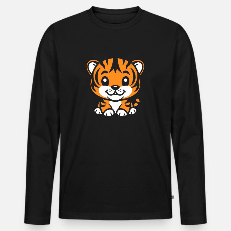 Tiger - Männer Premium Bio Langarmshirt - Schwarz