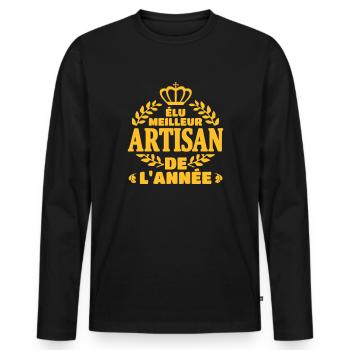 Elu meilleur artisan - T-shirt manches longues Premium bio Homme - noir - Devant - Nico (187cm)