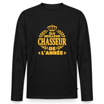 Elu meilleur chasseur - T-shirt manches longues Premium bio Homme - noir - Devant - Nico (187cm)