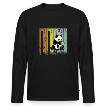 Papa ours et bébé ours chemise pour le père - T-shirt manches longues Premium bio Homme - noir - Devant - Nico (187cm)
