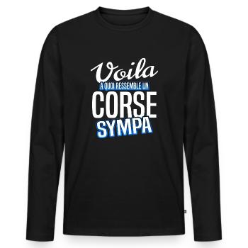 Corse - T-shirt manches longues Premium bio Homme - noir - Devant - Nico (187cm)