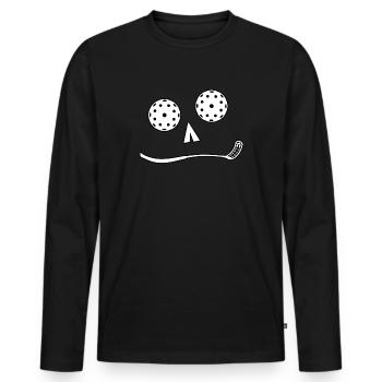 floorball floorball-smile floorball - Men's Premium Organic Long Sleeve Shirt - black - Front - Nico (187cm)