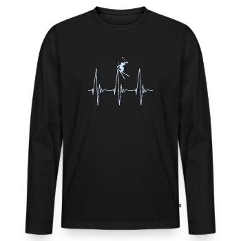 Ski Heartbeat Ski Freeride - T-shirt manches longues Premium bio Homme - noir - Devant - Nico (187cm)