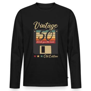 50 Years Old Technique Floppy Vintage Birthday - Men's Premium Organic Long Sleeve Shirt - black - Front - Nico (187cm)