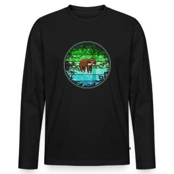 Faultier im Regenwald lustige Faultiere Comic - Männer Premium Bio Langarmshirt - Schwarz - Vorne - Nico (187cm)