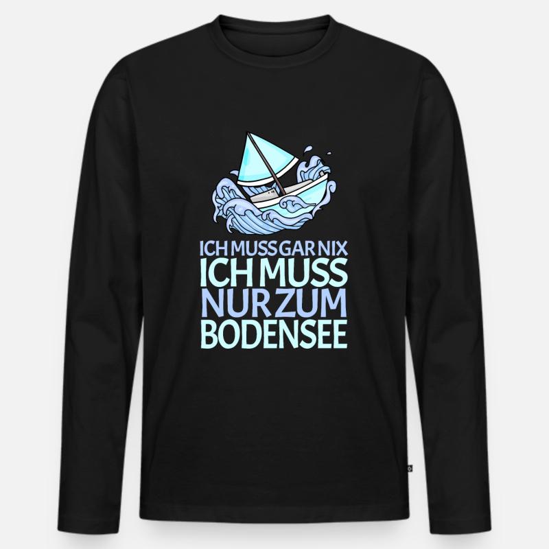 Bodensee - Männer Premium Bio Langarmshirt - Schwarz