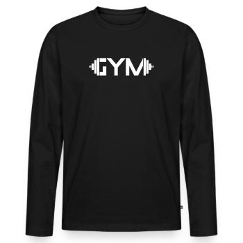 Gym | Hantel, Fitness, Bodybuilding, Protein - Männer Premium Bio Langarmshirt - Schwarz - Vorne - Nico (187cm)